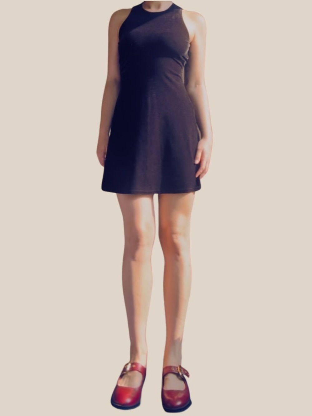 Vintage Velvet Fit-and-Flare Dress - Black